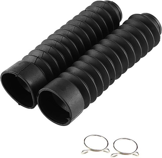 Motorcycle Fork Folding Bellow - 1 Pair - Rubber Fork Protection - Folding Bellow Fork Dust Protection Cover 205x42mm - Zwart van Merkloos	