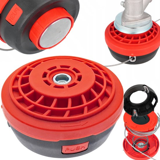 MOZY® - Draadspoel voor Grastrimmer - Rood / Zwart - Inclusief 250 cm Trimmerdraad - tot 10,000 rpm - Bosmaaier - Kantenmaaier van MOZY