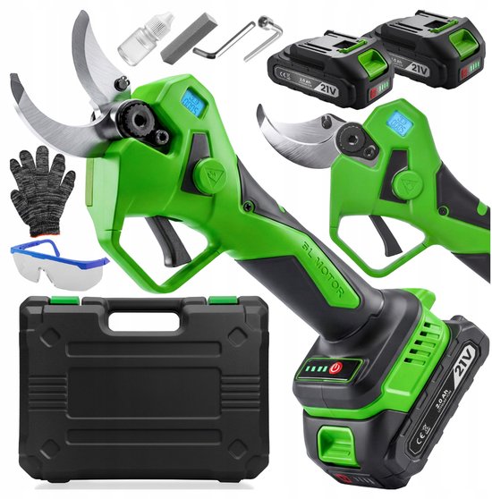 MOZY® - Elektrische Snoeischaar in Opbergkoffer - tot 40 mm - Inclusief 2 Accu's - LED Display - met Handschoenen en Veiligheidsbril - Takkenschaar - Draadloos van Merkloos	