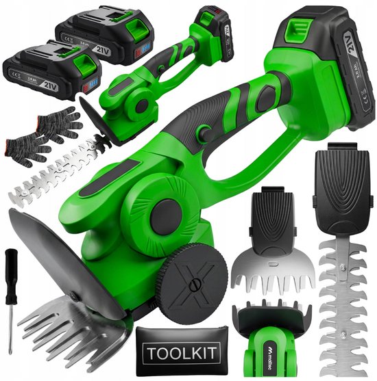 MOZY® - Gras- en Heggenschaar - inclusief 2 Accu's - 500W - Inclusief Veiligheidsbril en Handschoenen - Snoeien en Trimmen - Elektrische Trimmer - Grasschaar - Buxusschaar - Struikschaars - Tuingereedschap - Grastrimmer van MOZY