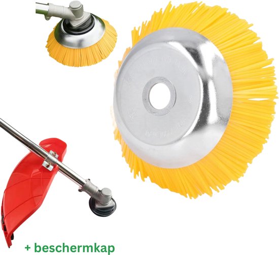 MOZY® - Nylon onkruidborstel met Beschermkap - 200 mm - Universeel - Nylon Onkruidborstel - voor Bosmaaier - Kantenmaaier - Voegenborstel - Onkruidverwijderaar van Merkloos	