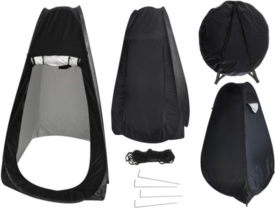 MOZY® - Pop-up Douchetent - Zwart - 180 cm - met Draagtas - Inclusief Tentharingen - Camping Douche - Draagbare Omkleedtent - WC Tent van MOZY