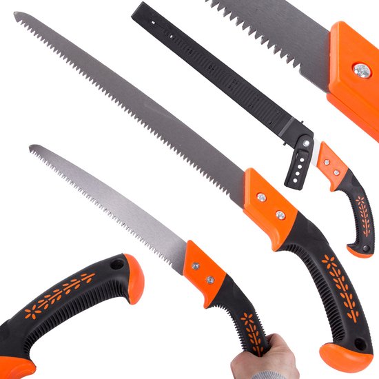 MOZY® - Takkenzaag - met Beschermhoes - 49 cm - Zwart/Oranje - Antislip Handgreep - Tuin Handzaag - Snoeizaag - Boomzaag - Houtzaag - Handzaag - Tuinieren van MOZY