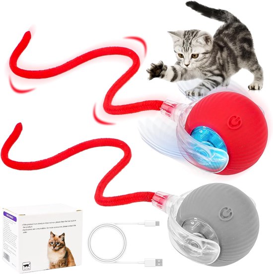 MplehDa Interactive Cat Toys, Cat Ball, 2 Pieces Movable Cat Toys, Cat Balls, Cat Toys, Electric Cat Ball, Cat Toy, Self-Occupation, Automatic Rolling van Merkloos	
