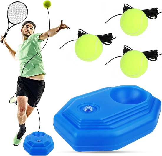 MplehDa Tennis Trainer Tennis Ball Machine Tennis Training Equipment with 3 Rebound Balls Portable Tennis Gear Anti Tangle String Tennis Exercise Equipment for Adults Kids Player van Merkloos	