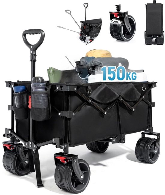 MRKK® Bolderkar Opvouwbaar Luchtbanden - Strandwagen - Bolderwagen - Zwart van MRKK
