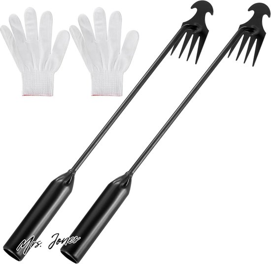 Mrs. Jones 2 stuks handonkruidsteker met steel 40 cm onkruidverwijderaar - tuingereedschap handmatige onkruidverwijderaar met handschoenen . van Mrs. Jones
