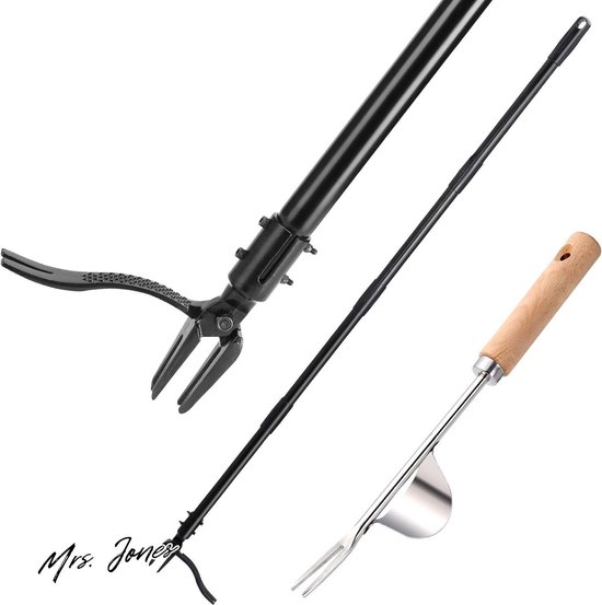 Mrs. Jones Onkruidtrekker Stand-Up Weeder Handgereedschap Metalen Wortelverwijdering Gereedschap 4-Delige Afneembare Lange Handvat Tuin Remover Gereedschap met 4 Klauwen 64 inch . van Mrs. Jones