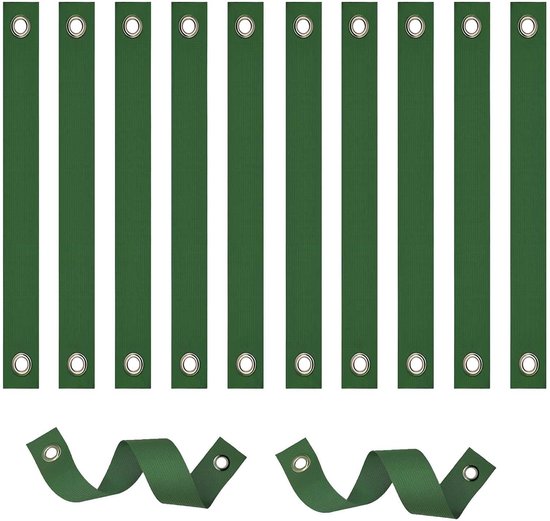 MTTproducts- Boomsteunriemen 12 Stuks - Zware Groene Nylon - Verstelbare Weerbestendige Banden - Doorvoergaten - Flexibel en Duurzaam - Ondersteuning voor Bomen - Plantenbanden