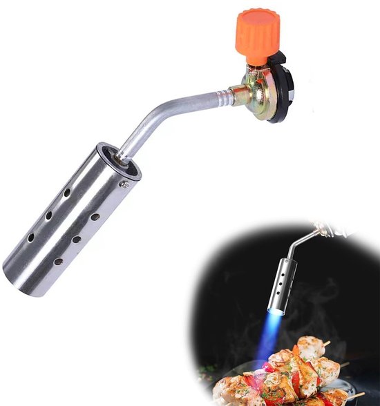 MTTProducts - Gasbrander - Onkruidbrander - Windproof - Grillen - Ideaal voor tuinen - Geschikt voor buitengebruik - Zilver