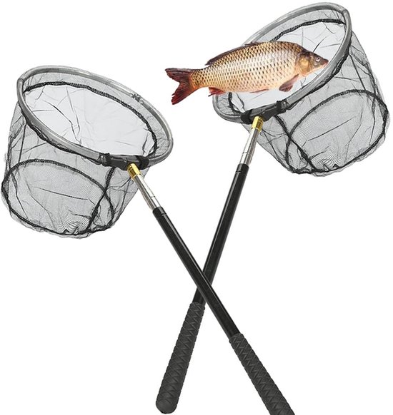 MTTProducts - Vistrap - Telescopische Netten - Ideaal voor Tuin en Buiten - Zwart - Handnet - Geschikt voor Tuinactiviteiten - 2 Stuks