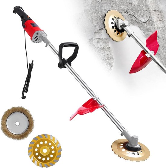 Multifunctioneel elektrisch polijstapparaat met 6 snelheden en diamantschijf - 1,53 meter lange steel - geschikt voor betonwanden en gesteenslijpwerkzaamheden van Merkloos	