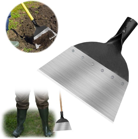 Multifunctioneel tuingereedschap, onkruidverwijderaar, tuingereedschap platte schep van staal, tuinschep schokschraper (21 x 26,5 x 3,3 cm) van Merkloos	
