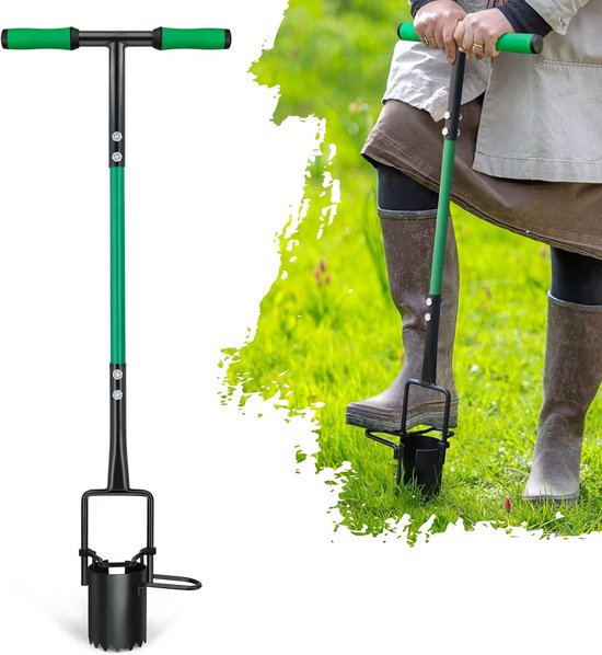 Multifunctionele 5-in-1 Tuinplanter met Lange Steel: Bollen, Verplanten, Wieden & Grondboor