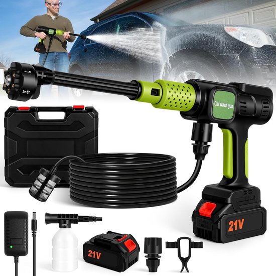 Multifunctionele Accu Hogedrukreiniger voor Auto's en Terrassen van Merkloos	