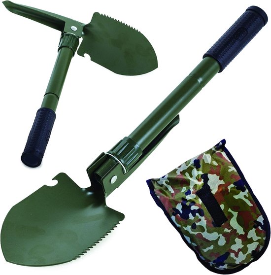 - Multifunctionele klapschep, met etui, tuingereedschap, camping – schep, piosche, zaag, knoopopener – alles in 1 lengte uitgeklapt: 41,5 cm, lengte ingeklapt: 16 cm