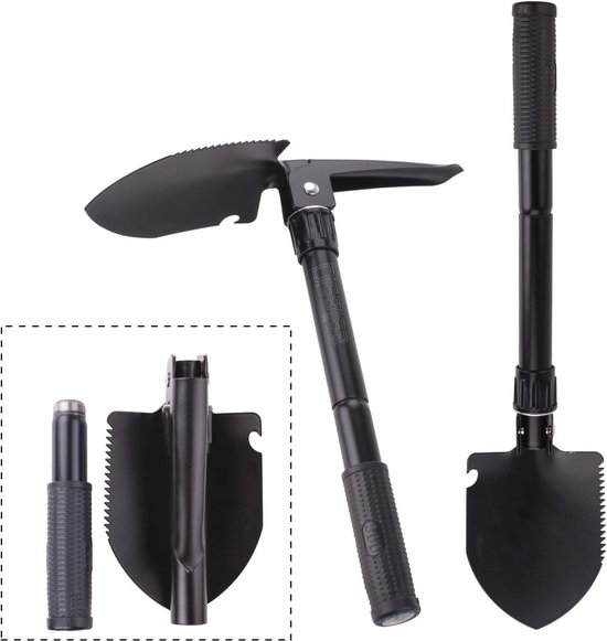 Multifunctionele klapschep met kompas - stalen mini-schep voor wandelen kamperen - Diealles - tuinieren survival vissen rugzakreizen - 17 x 115 cm van $