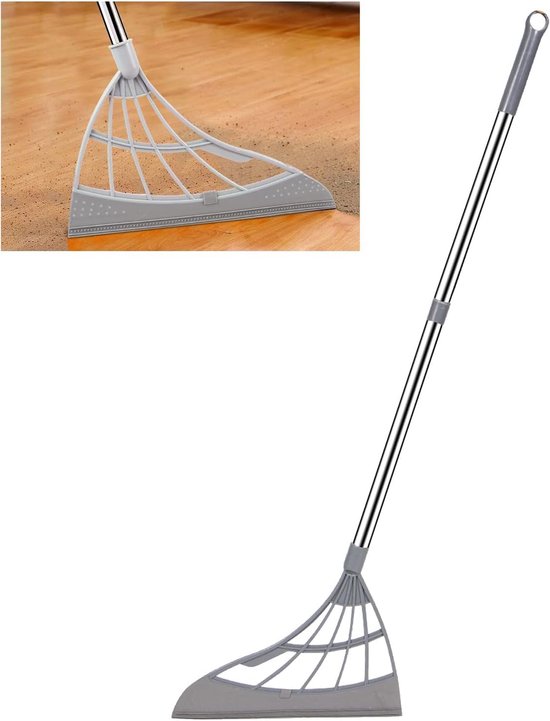 Multifunctionele magische bezem, verstelbare lengte siliconen bezem, 2-in-1 water schrapende siliconen bezem, vegende huishoudelijke siliconen dweil voor tegels, glas, wisser, vloer，grijs van Toyliquidate