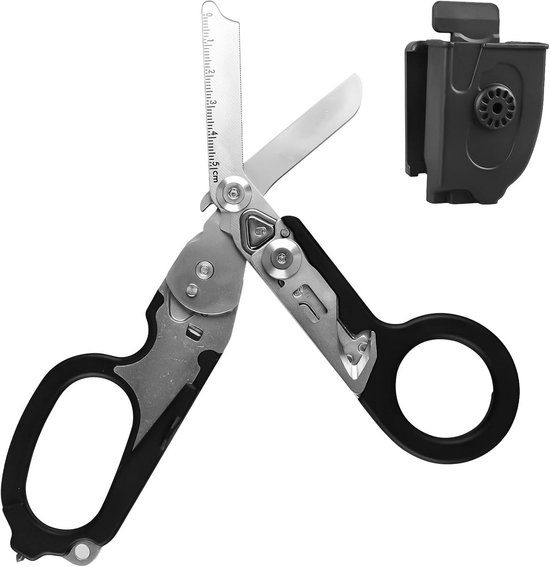 Multifunctionele Multitool Folding Schaar 6-in-1, Inklapbare Raptor Scissors van Roestvrij Staal met Glassplijter en Gordelmes voor Traumazorg en Dagelijks Gebruik van Merkloos	