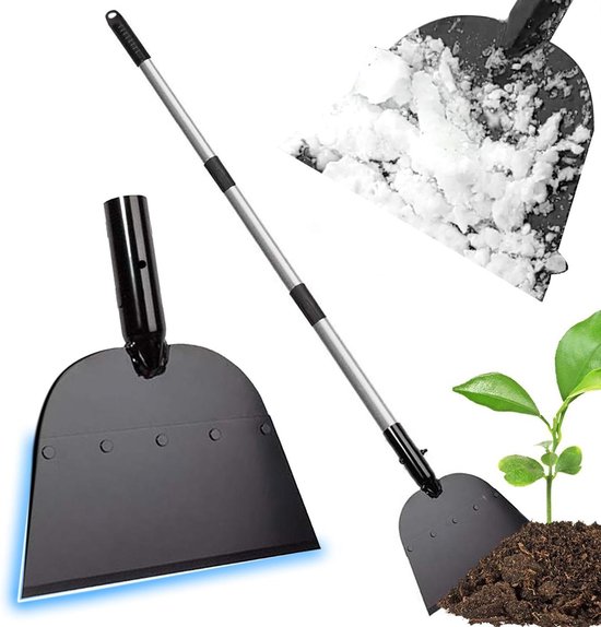 Multifunctionele reinigingsschep - 150 cm lang handvat - platte schop - tuingereedschap - stalen schop - landschapsarchitectuur - onkruid wieden - boerderij - ijskrabberschop - buiten tuin van Merkloos	