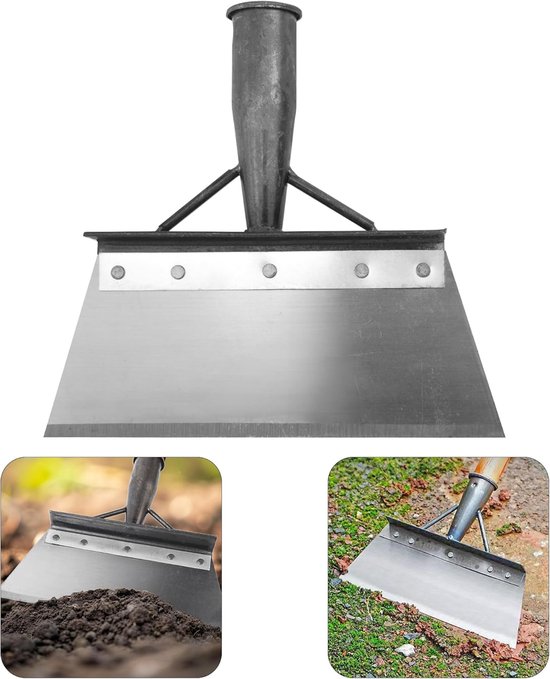 Multifunctionele Reinigingsschep 25 cm - Roestvrijstalen Tuinschep - Onkruidverwijderaar voor Tegels & Mos - Sneeuwschep & Schraper - Exclusief Steel - Zilver van Merkloos	