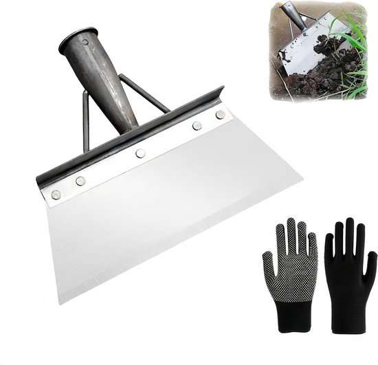 Multifunctionele reinigingsschep met wanten - tuinrandsteker - mangaanstaal - onkruidverwijderaar 20 cm van $