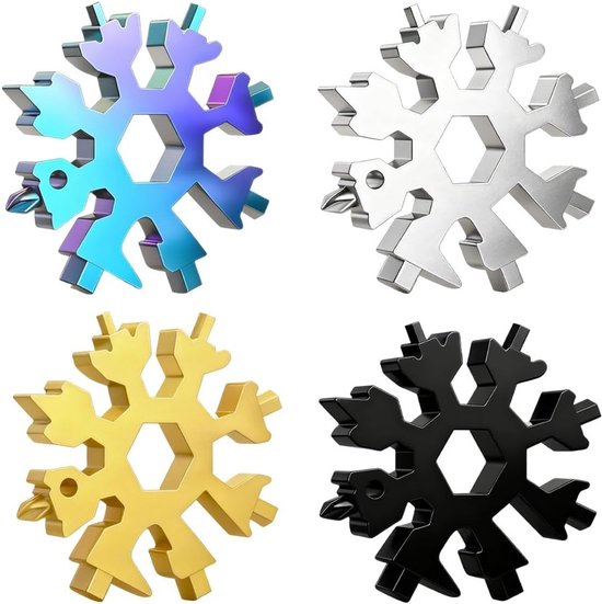 Multifunctionele sneeuwvlok gereedschapset, 18-in-1 multifunctionele tools, ideaal cadeau voor mannen in diverse kleuren