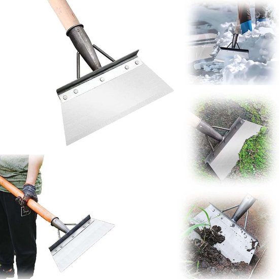 Multifunctionele tuinreinigingsschep 27 cm van hoogmangaanstaal voor sneeuw en onkruid van Merkloos	