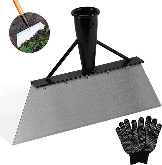 Multifunctionele tuinschep 26 cm platte reinigingsschep van mangaanstaal met handschoenen