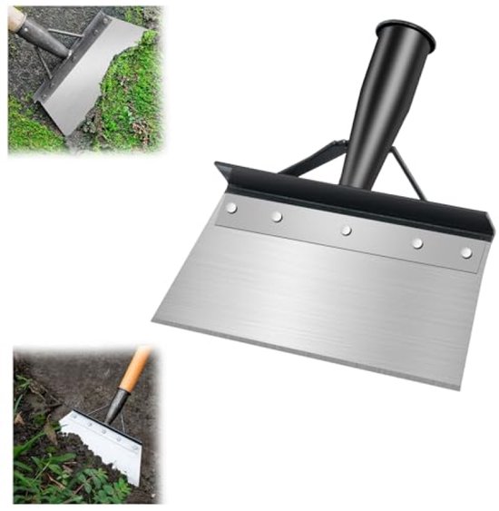 Multifunctionele tuinschep roestvrijstaal - onkruidverwijderaar voor terras en tuin - 20 cm - zwart