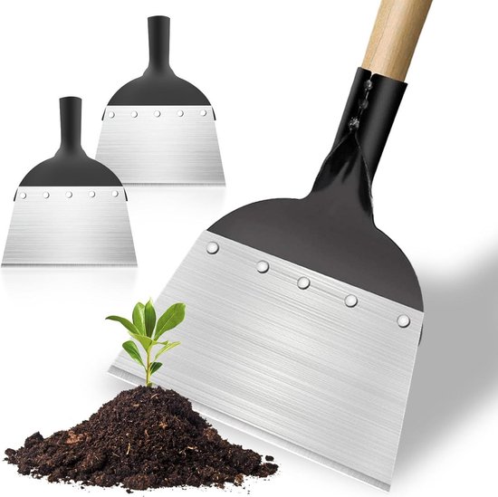 Multifunctionele tuinschep - tuinreinigingsschep en wieden schep - staal platte schep - onkruid schep - 23 x 25 cm van Merkloos	