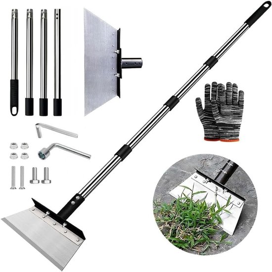 Multifunctionele Tuinschep van 163 cm met Steel, Ideaal voor Tuinonderhoud en Onkruidbestrijding, Schoonmaken van Tuinresten en Mos