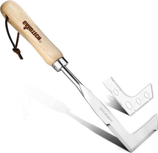 Multifunctionele voegenkrabber - roestvrij staal, houten handvat - voor het verwijderen van mos en onkruid van Kinzo Garden