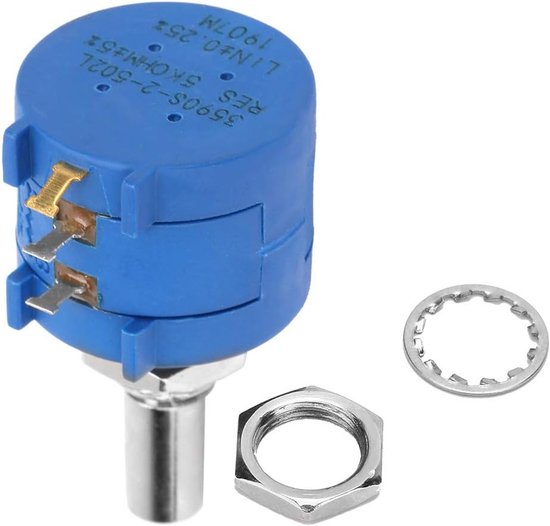 Multiturn Potentiometer, 2 W, 5 K Ohm, Adjustable Resistor, Precision Multiturn Potentiometer, 3590S-2-502L, for Adjusting Voltage and Current, Plug and Play Installation van Merkloos	