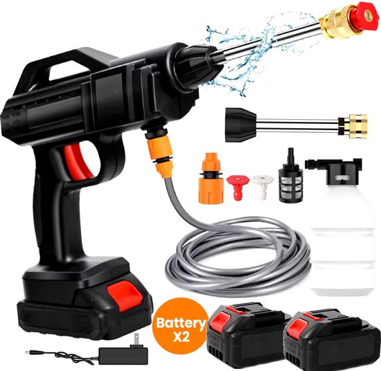 Mura Hogedrukreiniger - Waterpistool - Hogedrukspuit - Waterspuit - Draadloos - 50 Bar Druk - 5-10m Waterslang - 2 Accu's
