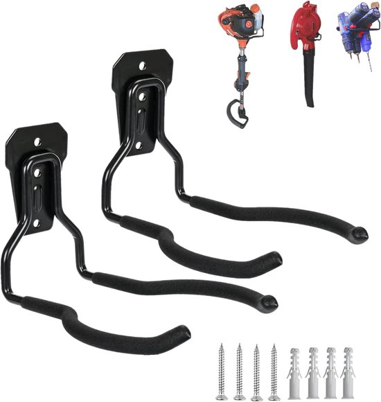 Muurbeugel voor bosmaaier, set van 2 muurhaken voor grasmaaier, universele grasmaaierbeugel, muurbeugel voor grasmaaier, muurbeugel voor tuingereedschap. van Merkloos	