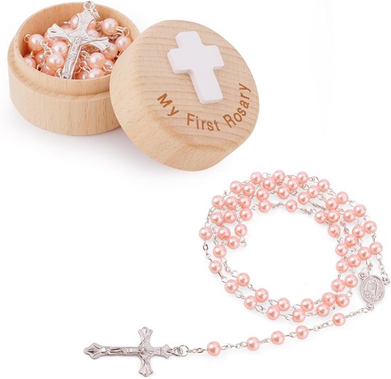 My First Rosary Doopgeschenken, Doopherinneringsdoos Roze Rozenkransketting Doopgeschenken Katholieke Eerste Communiegeschenken Rozenkransdoos voor Babyshower van PinkSheep