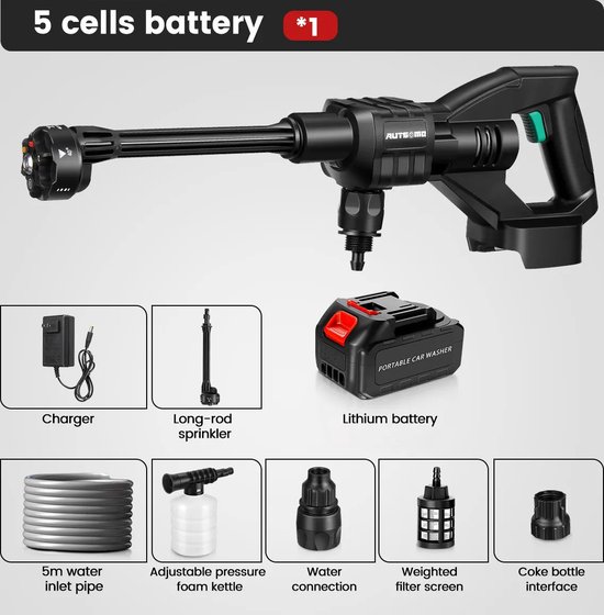 Mygroot - Hogedrukreiniger - Electrische - 6 n 1 verstelbaar mondstuk - borstel loze Motor - 5 meter waterslang. van Mygroot
