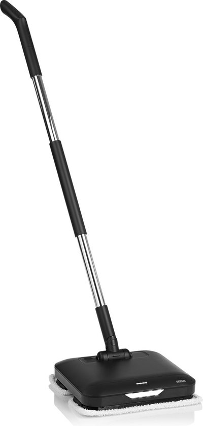 N8WERK Vloermop Midnight Black Edition met trilfunctie | Vibrerende mop op batterijen met sprayfunctie, LED-verlichting & 2 microvezeldoeken | Batterijlevensduur tot 90 min van N8WERK