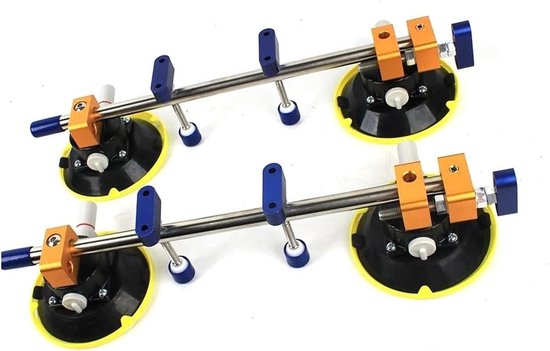 Naadzetter Set - Steen Verlijmer - Naden Egaliseren - Dubbele Zuignap - 4.5 Inch - Zilver