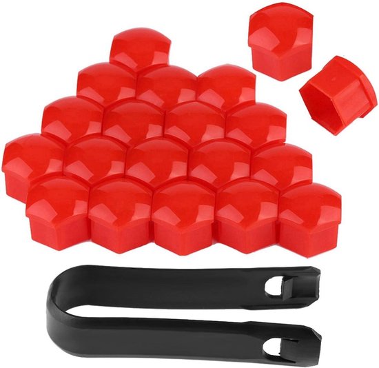 Naafdoppen - 20 stuks - wielmoer velgbeschermers - 21 mm - autowiel - auto naaf - veiligheidsschroef - anti-diefstal hoes - rood van Simply for Wheels