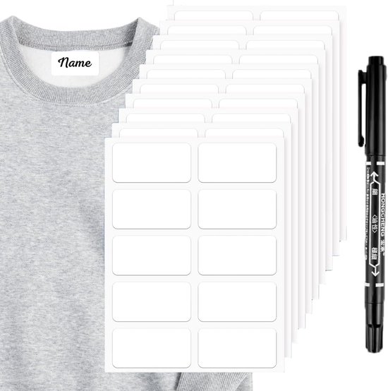 Naambordjes voor kleding - naamstickers - gepersonaliseerde strijketiketten voor kinderdagverblijven - verpleeghuizen - kamperen - bejaardentehuizen - 100 stuks - zelfklevend - textieletiketten - wit van Merkloos	