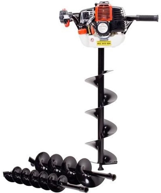 NAC EAP52-295-T Serie - Benzine Aangedreven Grondboor - 2,95 PK - Drie Boren - 100, 150, 200mm