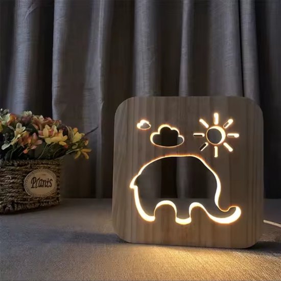Nachtlamp - Olifant - Jungle - Dieren - LED lamp - Babykamer - Kinderkamer van N\A