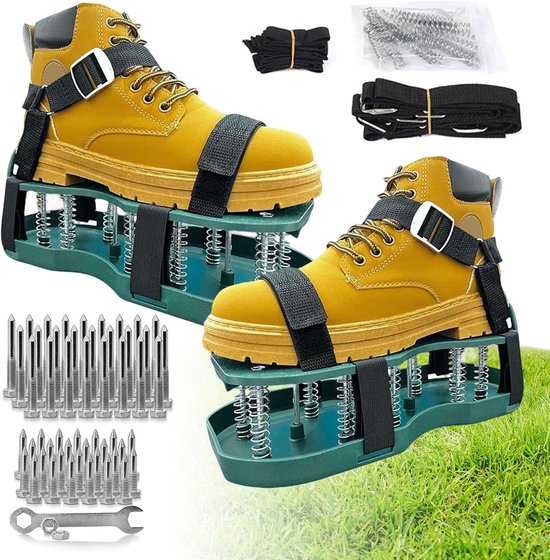 Nagelschoenen Gazon - Tuinschoenen Ventilator - Gazon Beluchten - Voorgemonteerd Klittenband - 34x16x9 cm van Merkloos	