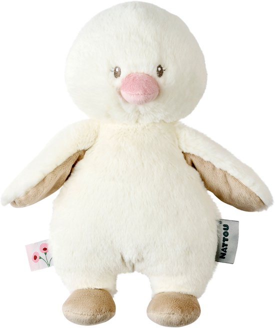 Nattou FanFan Knuffel Eendje - 30 cm - zachte baby knuffel - Baby cadeau - Gebroken Wit van N\A