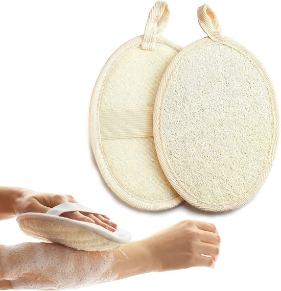 Natuurlijke luffaspons scrub voor het lichaam - 2 stuks peelingspons - douchespons voor mannen en vrouwen van Merkloos	