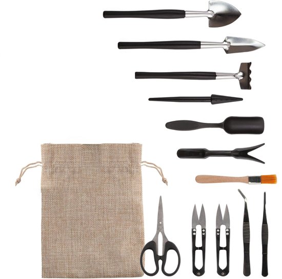 NBAP® Bonsai Starters Kit - Boompje Inclusief Gereedschap - Schaar - Zaden - Schepjes - Zwart van Merkloos	