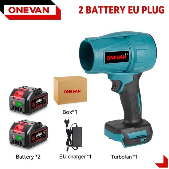 NELLA Bladblazer op accu - Elektrische Luchtblazer - Auto Droger - Snoerloos - Turbo Blower - 150M/S - 588VF - 1200W - Oplader van NELLA