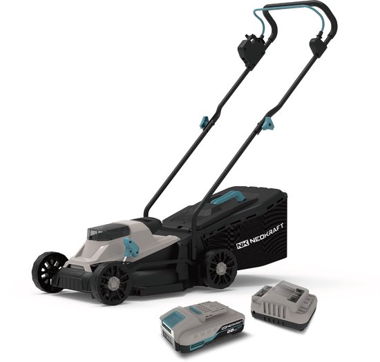 Neokraft - 20V Accu grasmaaier - 33cm maaibreedte - Brushless motor - 5 instelbare maaihoogtes - Incl 30L opvangzak - Incl. 20V 4,0Ah accu & lader van Merkloos	